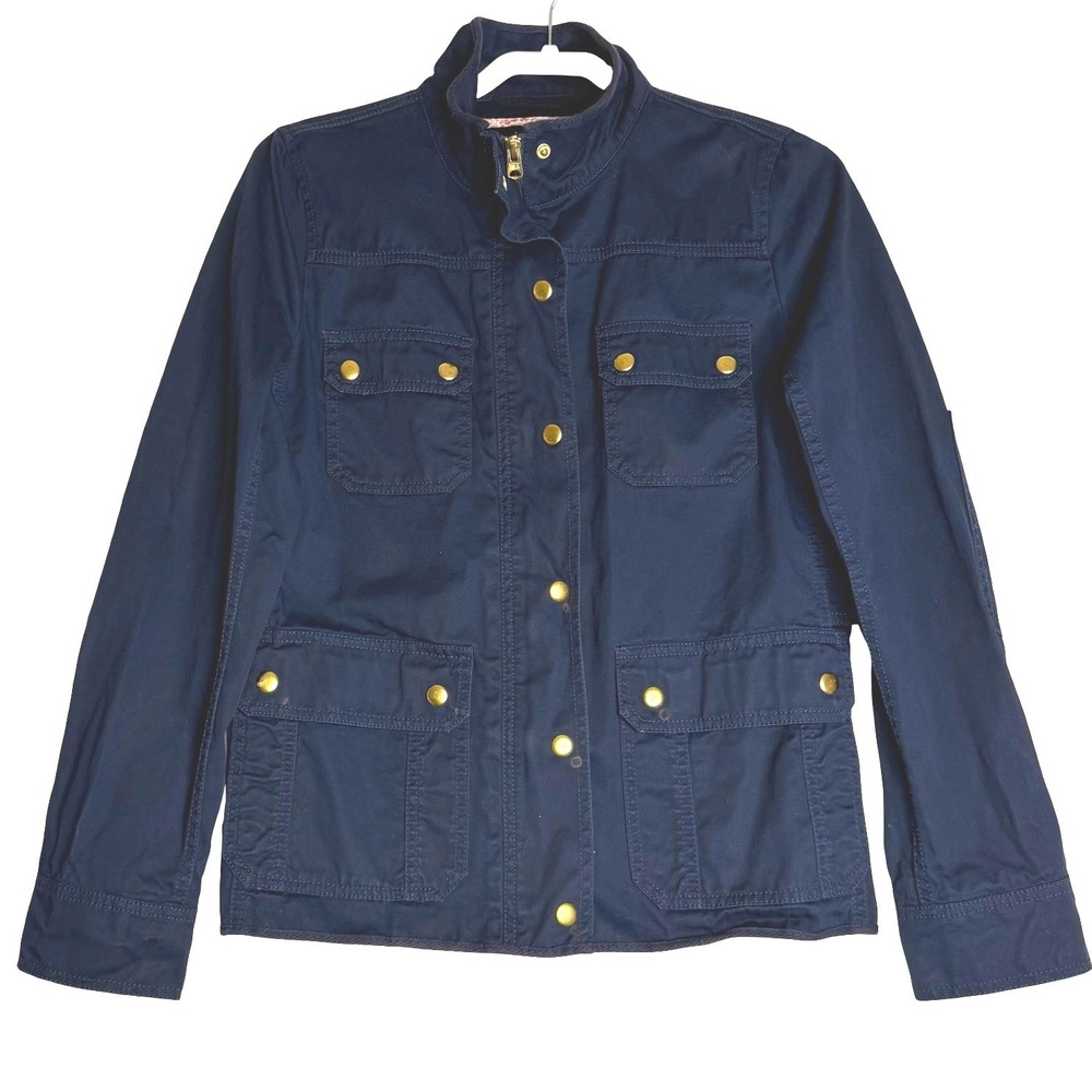 J.Crew Relaxed Boyfriend Field‎ Jacket Utility Military Navy Womens Small